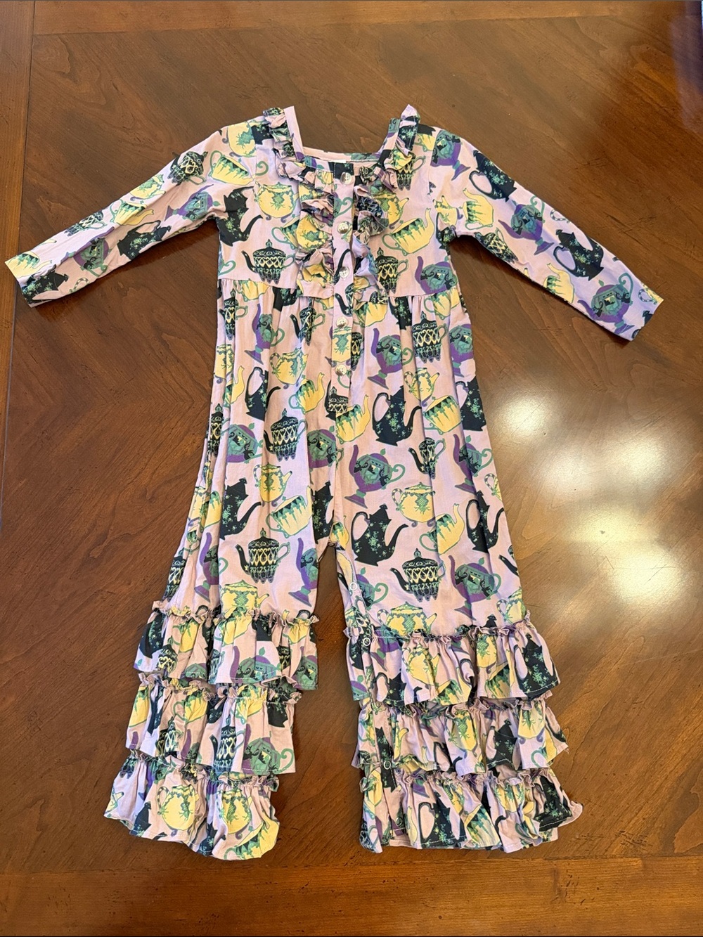 Kate Quinn Alice Collection Teapot Ruffle Jumpsuit 2T 3T